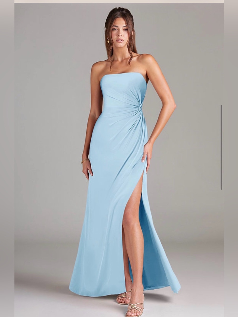 Azazie Aliani Dress Sky Blue Chiffon Size 4